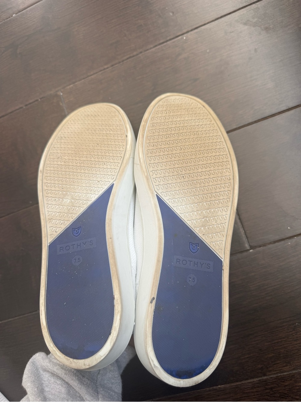 Rothy's White Slip-On Loafers with Blue Interior Trim - Picture 4 of 5